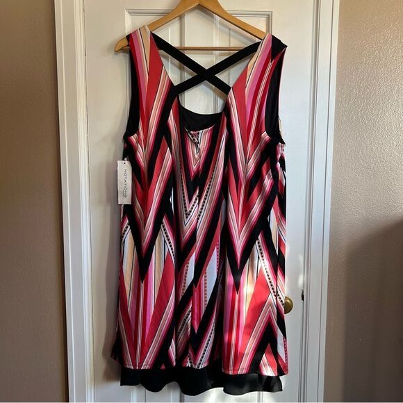 Notations Women's Placement Print Sleeveless Dress with Criss Cross Back Strap - Picture 6 of 9